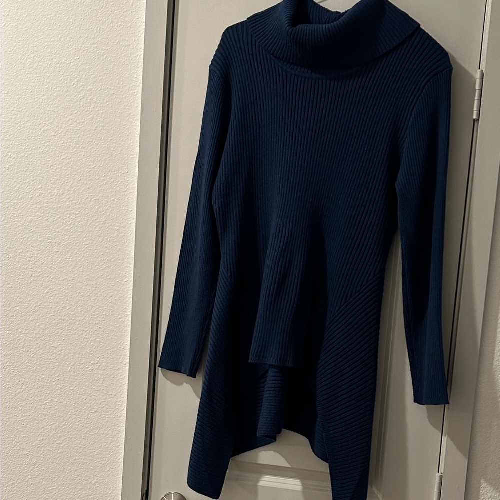 Ashley Stewart Navy Cowl Neck Sweater